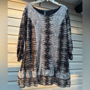 Style & Co. Monochrome Croc Pattern Blouse